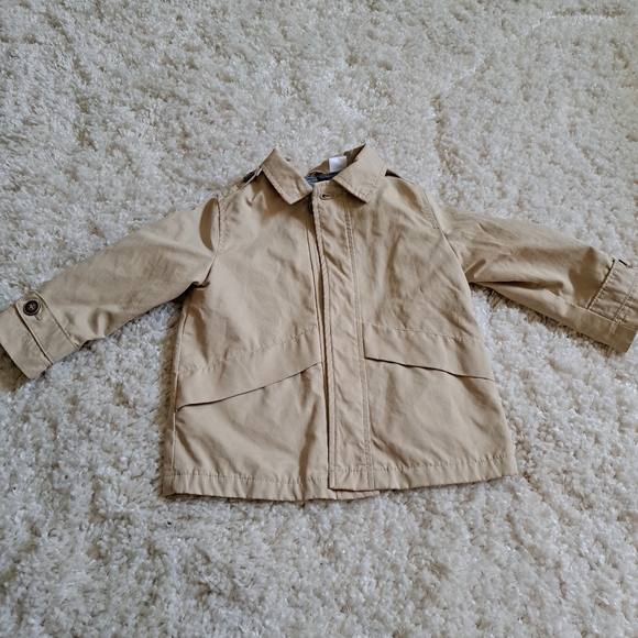 Zara Tan Pea Coat Classic Style‎ Cotton Blend Boys 12-18 Months - Picture 1 of 6